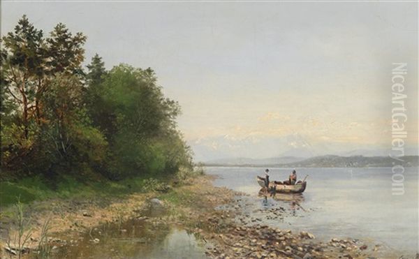 Fisherman On Lake Starnberg by Emilie Mediz-Pelikan