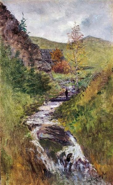 Rushing Stream Oil Painting by Laszlo Mednyanszky