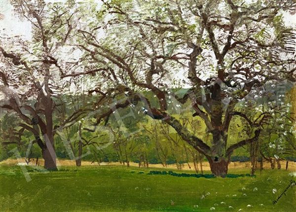 Blossoming Trees (spring) Oil Painting by Laszlo Mednyanszky