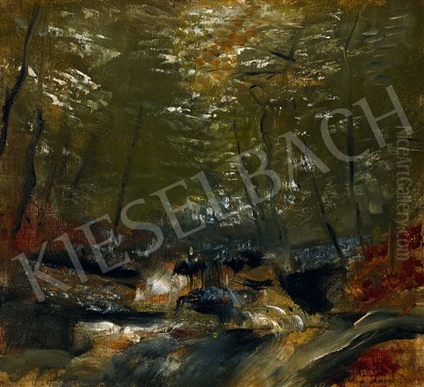 Brook In The Forest Oil Painting by Laszlo Mednyanszky