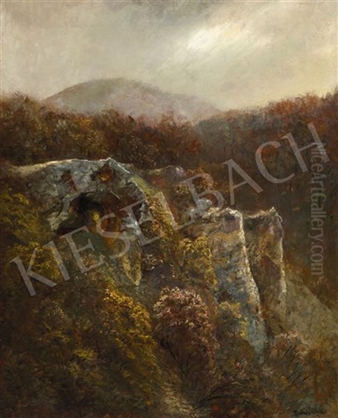 Rocky Autumn Landscape In Zugliget Oil Painting by Laszlo Mednyanszky