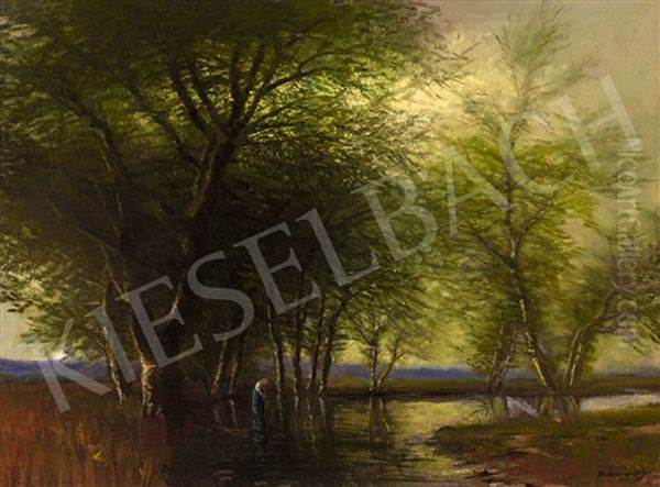 Special Lights By The Brook Oil Painting by Laszlo Mednyanszky