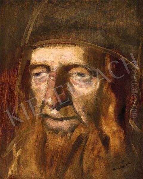 Rabbi Oil Painting by Laszlo Mednyanszky