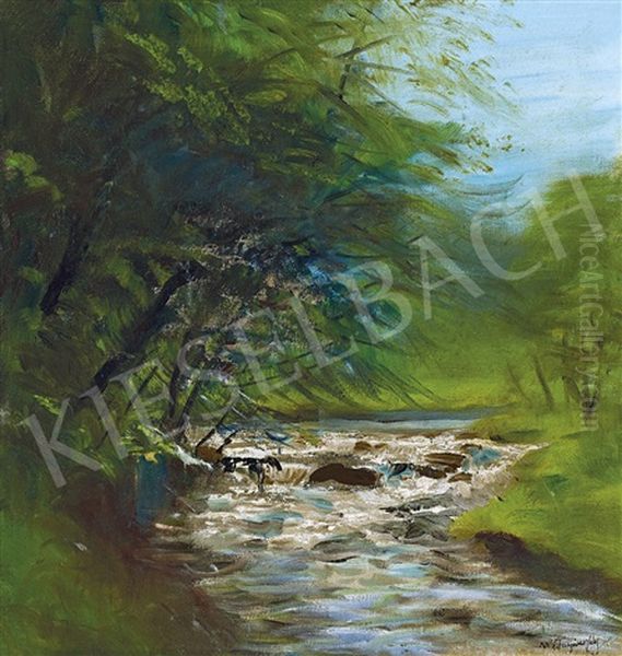 By The Brook (april) Oil Painting by Laszlo Mednyanszky