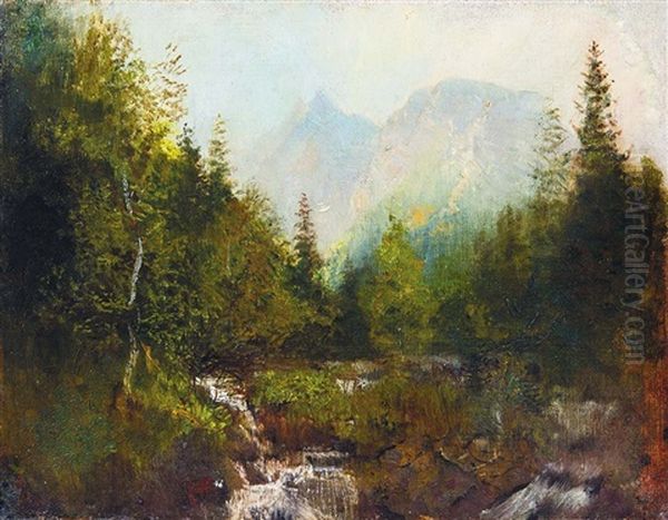 Waterfall In The Tatras Oil Painting by Laszlo Mednyanszky