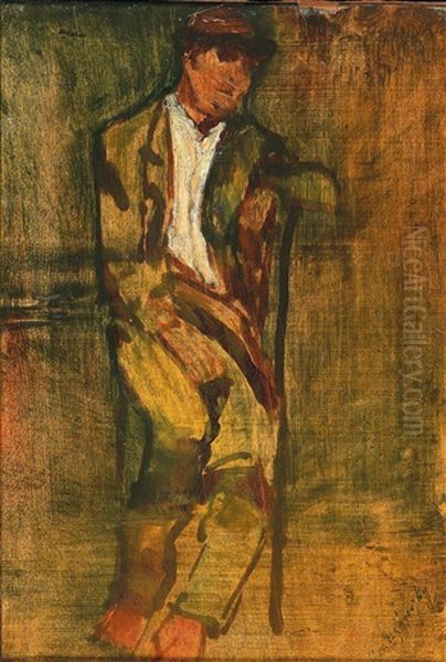 Man Seated Oil Painting by Laszlo Mednyanszky