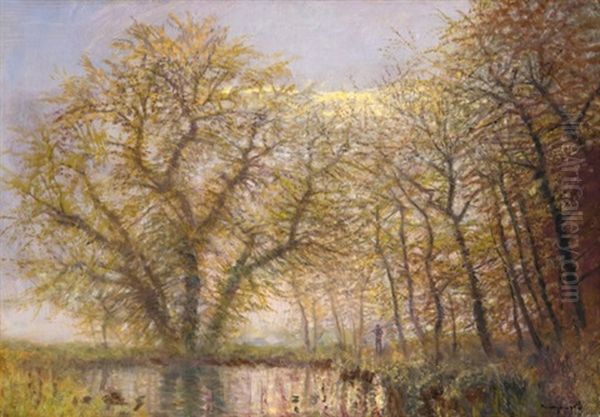 Forest In Autumn Oil Painting by Laszlo Mednyanszky