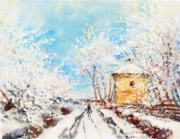 Winter Sunshine Oil Painting by Laszlo Mednyanszky