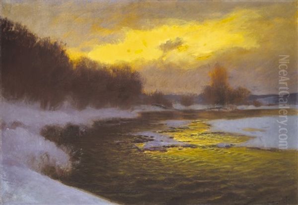 Lights At Dawn Oil Painting by Laszlo Mednyanszky