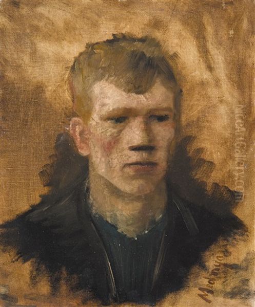 Portrait Of A Boy Oil Painting by Laszlo Mednyanszky