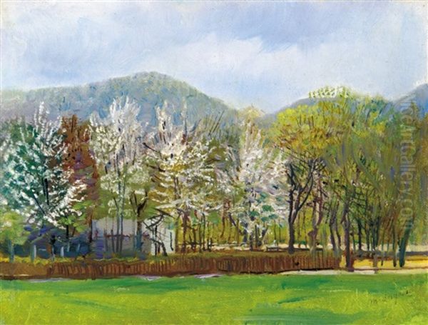 Parkland With A House Oil Painting by Laszlo Mednyanszky