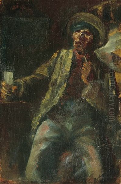 Drinker, On The Reverse: Soldiers Oil Painting by Laszlo Mednyanszky