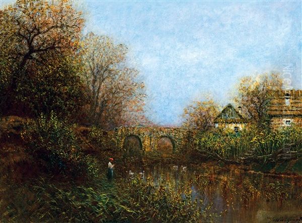 Spring By The River Oil Painting by Laszlo Mednyanszky