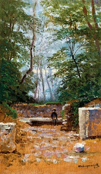 In The Park (boy On The Bench) Oil Painting by Laszlo Mednyanszky