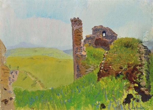 Castle Of Becko Oil Painting by Laszlo Mednyanszky