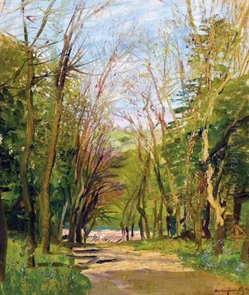 Path In The Forest Oil Painting by Laszlo Mednyanszky