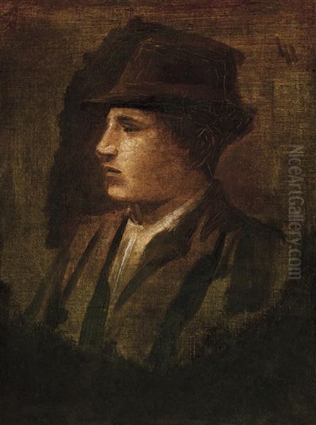 Boy With A Hat Oil Painting by Laszlo Mednyanszky