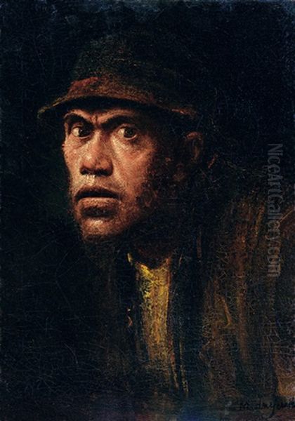 Head Of Tramp Oil Painting by Laszlo Mednyanszky