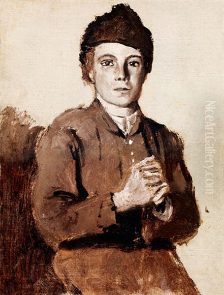 Young Boy Oil Painting by Laszlo Mednyanszky