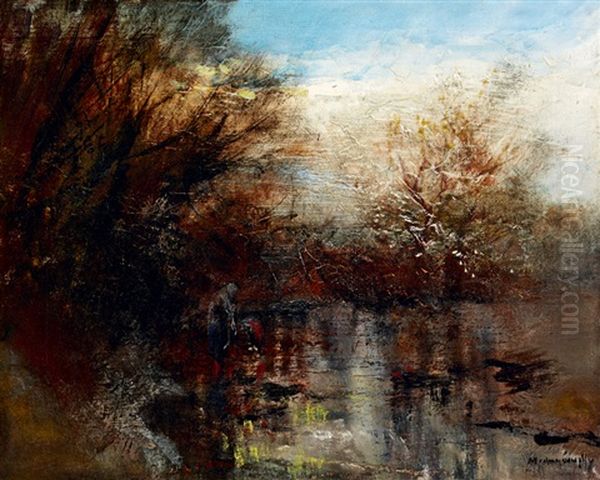 By The River Oil Painting by Laszlo Mednyanszky