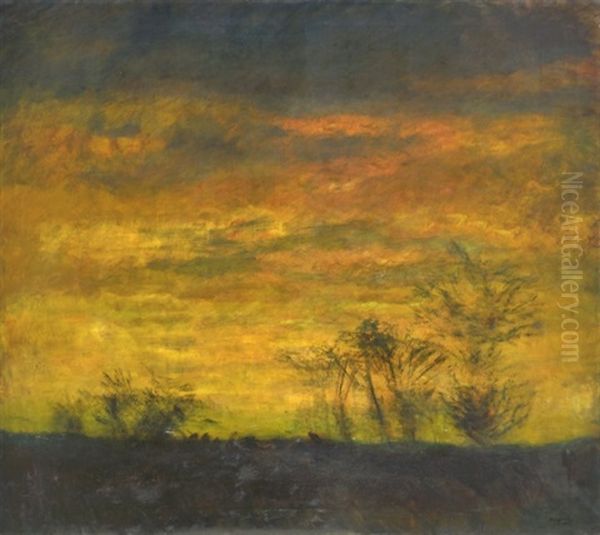 Homewards In Gloaming Oil Painting by Laszlo Mednyanszky