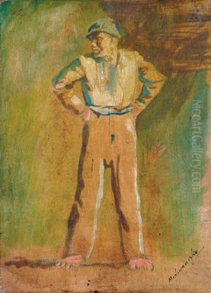 Standing Corner-man Oil Painting by Laszlo Mednyanszky