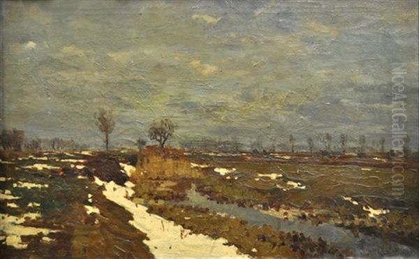 Spring Landscape Oil Painting by Laszlo Mednyanszky