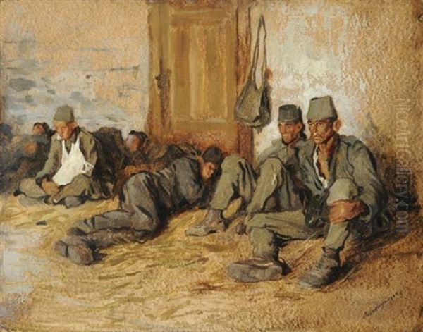 Bosnian Soldiers Oil Painting by Laszlo Mednyanszky