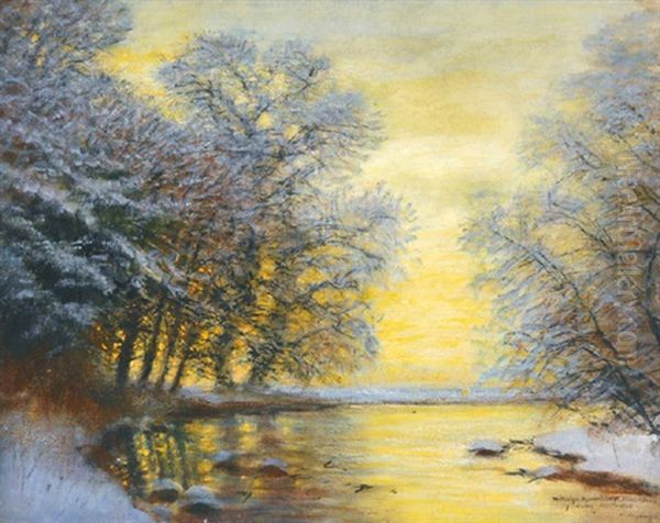 Wintry Landscape Oil Painting by Laszlo Mednyanszky