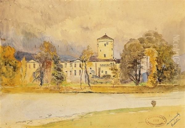 Kastely Folyoparton (castle By The Riverside) Oil Painting by Laszlo Mednyanszky