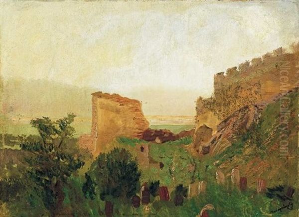 Tavasz (becko Vara) (spring - The Castle Of Becko) Oil Painting by Laszlo Mednyanszky