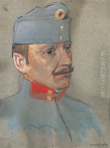 Katonafej (head Of A Soldier) Oil Painting by Laszlo Mednyanszky