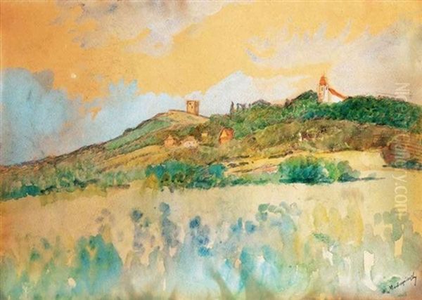 Felvideki Taj Varral (landscape With A Castle) Oil Painting by Laszlo Mednyanszky