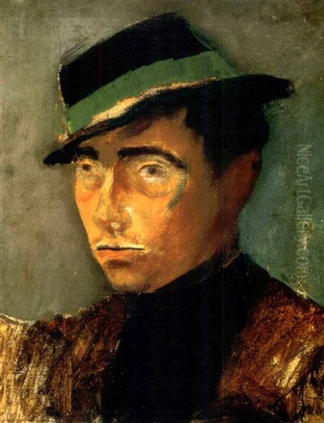 Kalapos Fiu (boy In A Hat) Oil Painting by Laszlo Mednyanszky