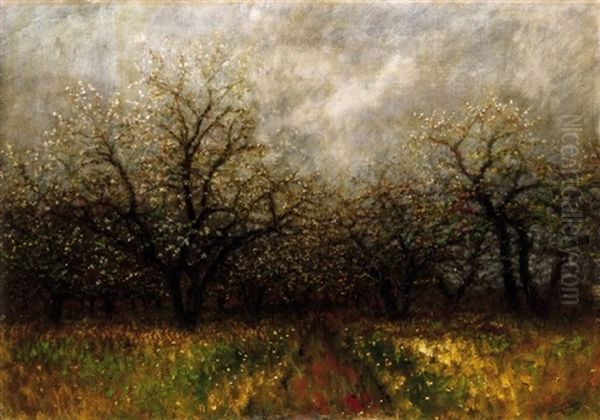 Viragzo Fak - Tavasz (blooming Trees - Spring) Oil Painting by Laszlo Mednyanszky