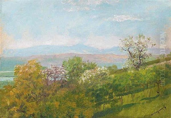 Spring Landscape Oil Painting by Laszlo Mednyanszky