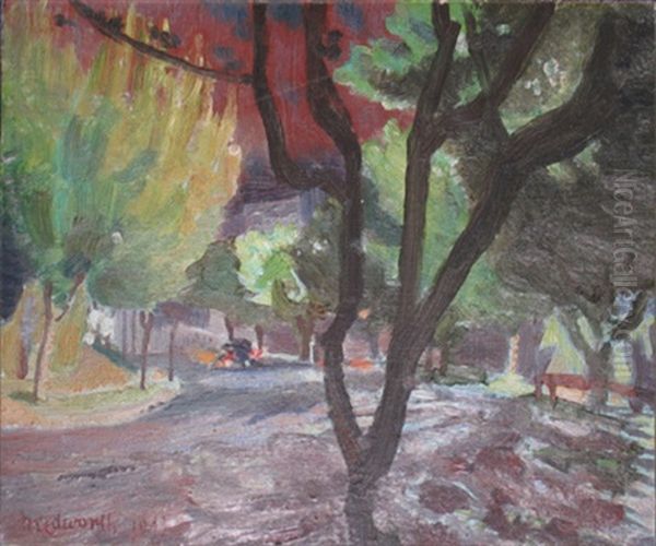 Park Scene Oil Painting by Frank Medworth