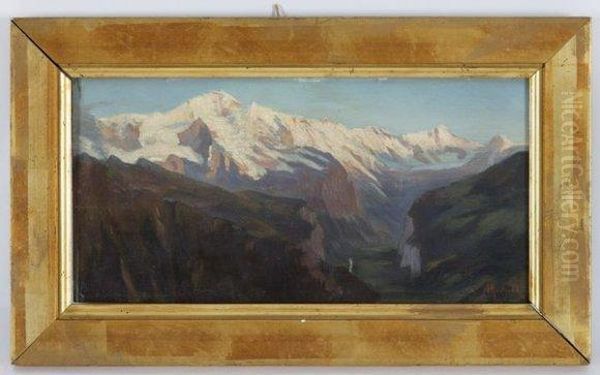 Paysage De Montagne Oil Painting by Alfred Henri Berthoud