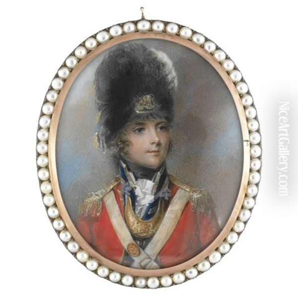 Portrait Of Lieutenant-colonel Thomas Grosvenor Wearing The Uniform Of The Grenadier Company Of The 3rd Foot Guards Oil Painting by Anne Mee