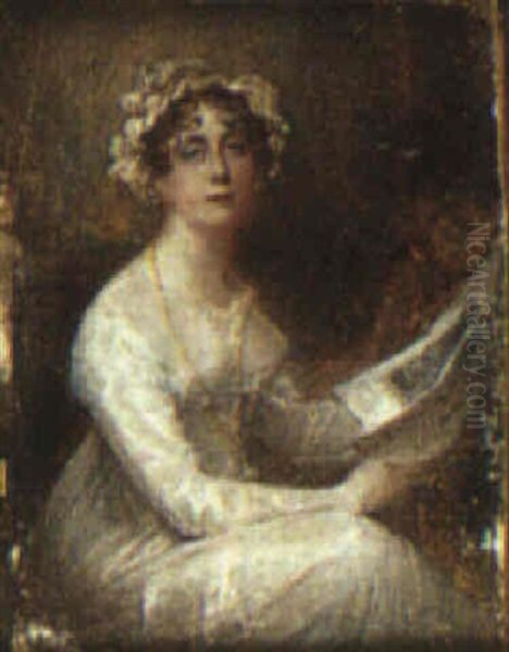 Portrait Of Mrs. Ynyr Burges, Nee Anna Eliza Mee, The Artist's Daughter Oil Painting by Anne Mee