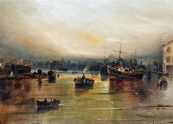 Fishing Boats Returning To Harbour Oil Painting by Walter Linsley Meegan