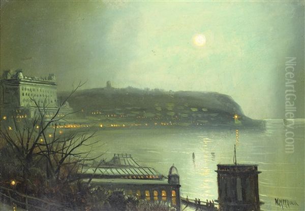 A Moonlit Path (+ A Moonlit Bay; Pair) Oil Painting by Walter Linsley Meegan