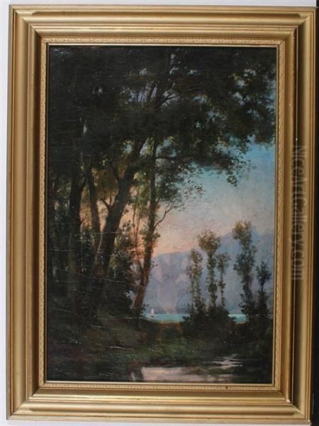 Lake Lucerne. Oil Painting by Auguste Henry Berthoud