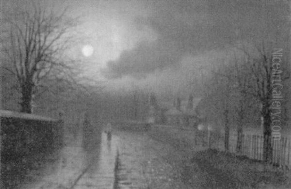 Walking By The Light Of The Moon Oil Painting by Walter Linsley Meegan