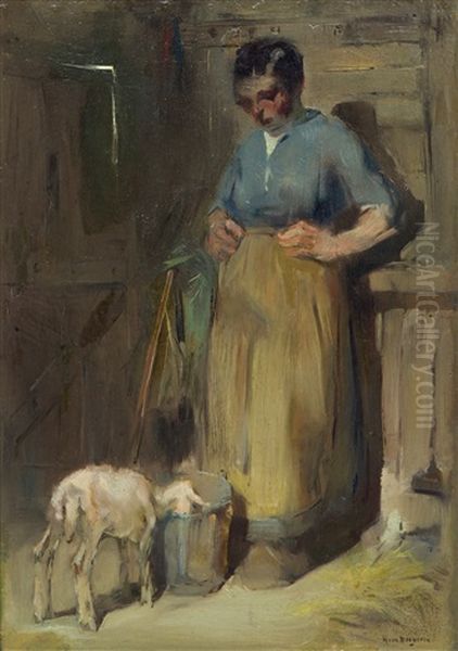 Farmer's Wife With A Young Goat Oil Painting by Han Van Meegeren