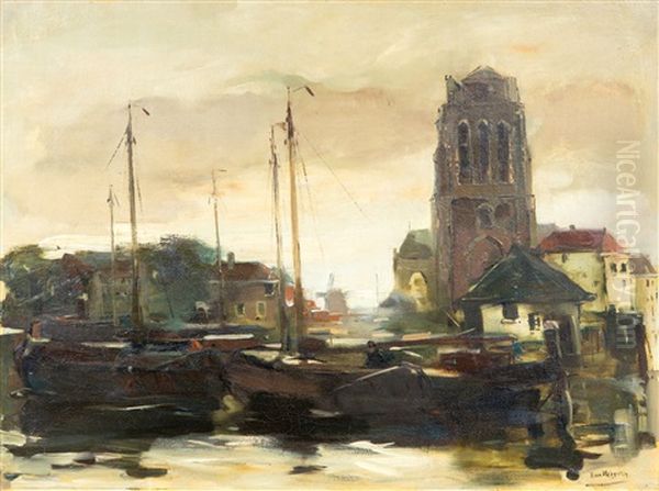 Havengezicht Te Dordrecht Oil Painting by Han Van Meegeren