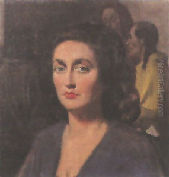 Portrat Einer Frau Mit Schulterlangem Haar Oil Painting by Han Van Meegeren