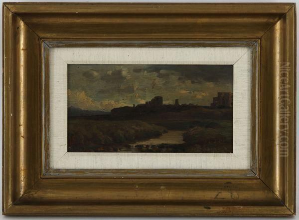 Paysage Avec Ruines Oil Painting by Leon Rodolphe Berthoud