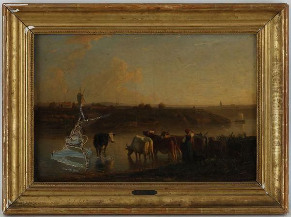 Bords De Seine Pres D'argenteuil Oil Painting by Leon Rodolphe Berthoud