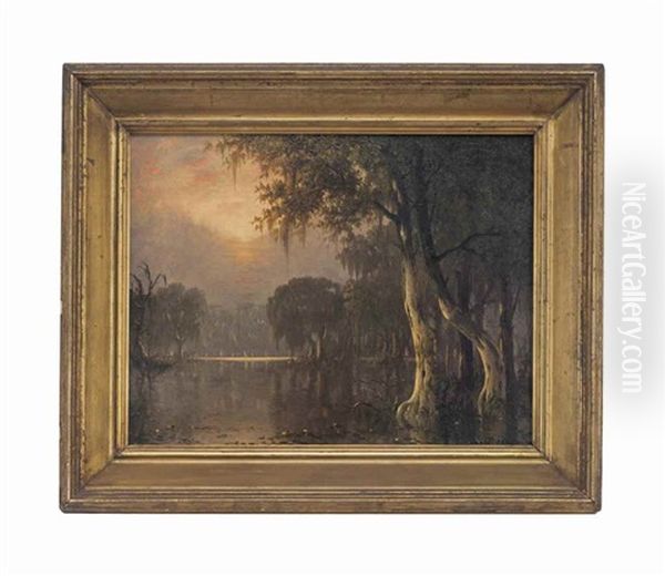 Atchafalaya River Swamp Oil Painting by Joseph Rusling Meeker